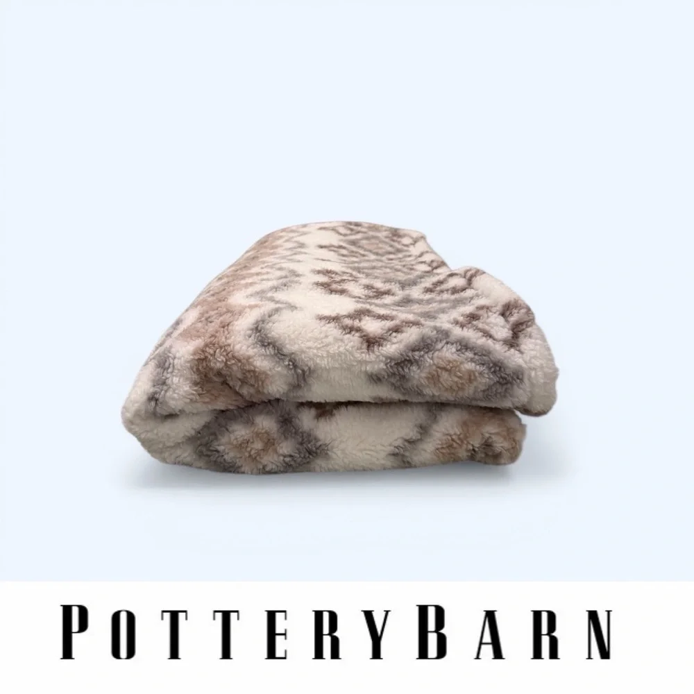 Pottery Barn Wallen Plush Sherpa Faux Fur Throw, MSRP $199